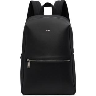 Boss 博斯 男士 双肩包 黑色 Logo Hardware Grained-Leather