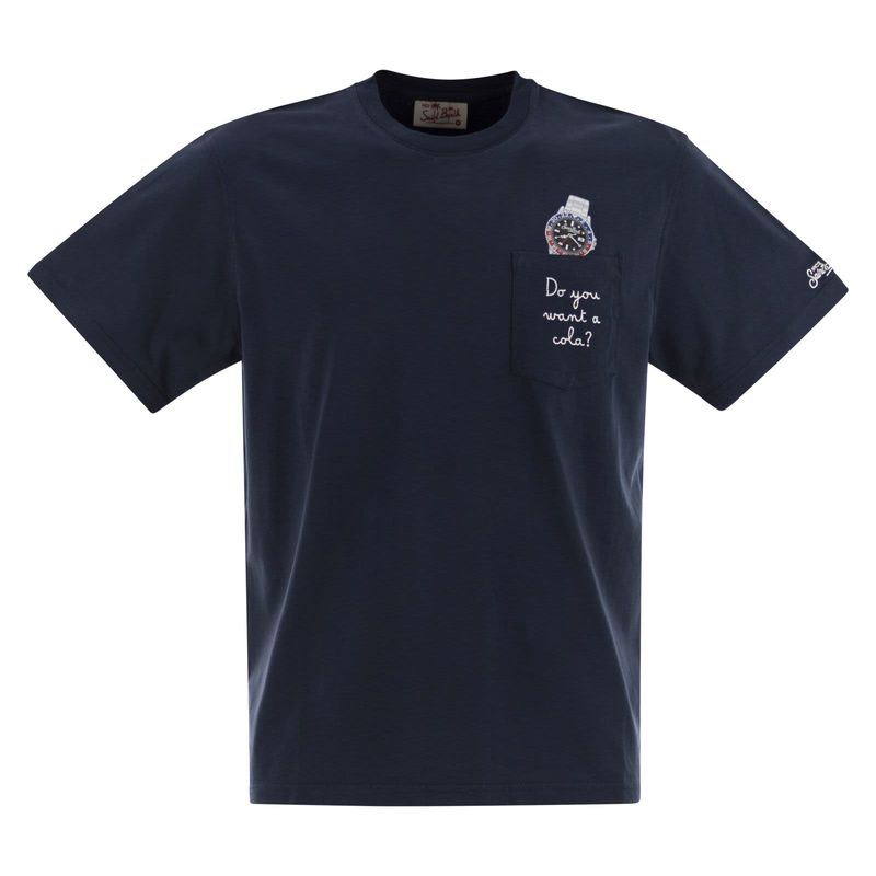 MC2 Saint Barth 男士 SS25 T恤 AUSTIN 刺绣胸褶口袋T恤