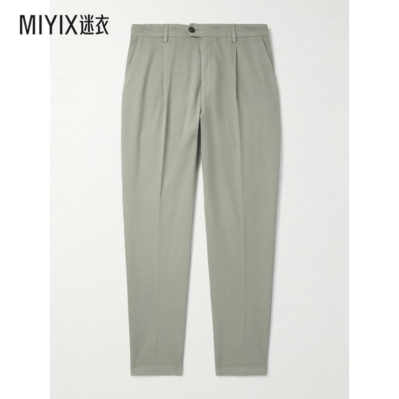 【早秋新品】Eleventy 男款锥形褶裥弹力棉质莱赛尔纤维混纺斜纹