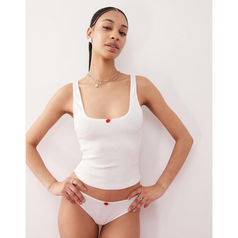 Motel 女士 马甲 kalinda 网眼提花褶边背心上衣(白色)