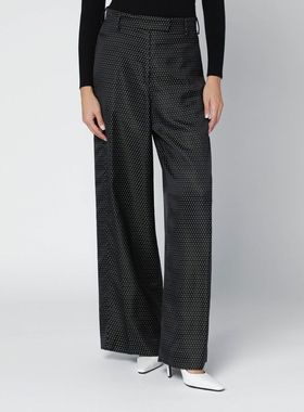 Dries Van Noten 女士 FW25 长裤 黑色提花裤子