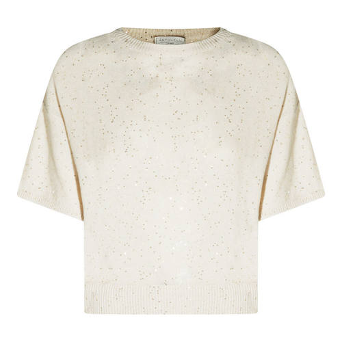 Antonelli Firenze 女士 SS26 针织衫 浅褐色亚麻棉混纺