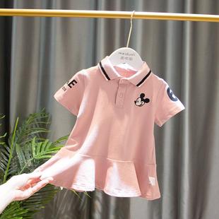 女宝宝t恤连衣裙子 2021年夏装 新款 女童短袖 婴儿童POLO衫