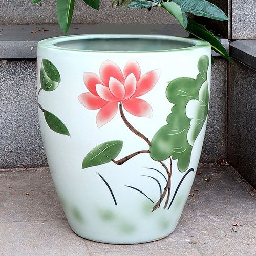 景德镇陶瓷器鱼缸养鱼花盆睡莲荷花缸金鱼家用超高中式花盆树盆