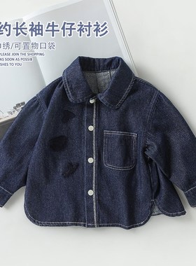 婴儿衣服休闲翻领牛仔外套春秋春秋男童女宝宝儿童小童上衣Y8536