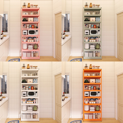 峰阳黑色八层厨房置物架落地式多层2.28米加高微波炉烤箱架子a1