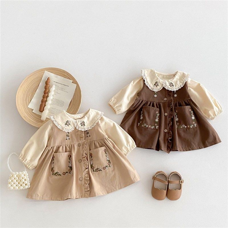 女童连衣裙秋装2024新款两件套儿童时尚女宝宝公主裙子背心裙春秋