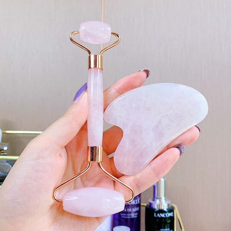 粉色水晶拨筋棒点穴笔刮痧板美容棒按摩眼部专用脸面部通用刮脸