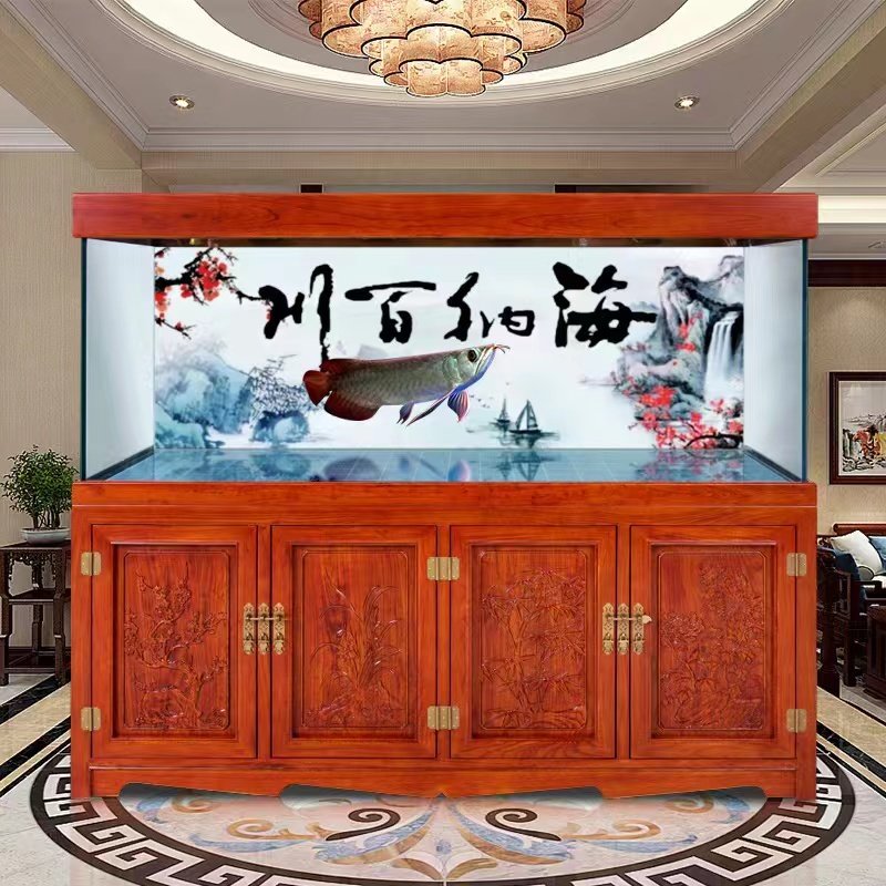 鱼缸水族箱大型客厅落地家用免换水底下过滤超白玻璃隔断屏风鱼缸