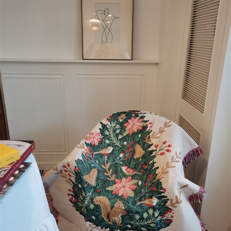 圣诞节毯子节日装饰毯挂毯美式单人沙发巾沙发盖毯椅子毯四季通用