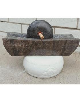 。老式茶碾子天然青石手工磨药功夫茶磨茶叶粉碎手推槽臼碾捣中药