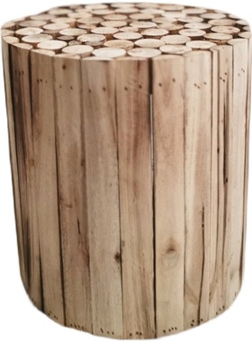 实木小圆凳花架网红民宿装饰客厅侘寂风格庭院花园幼儿园装饰道具