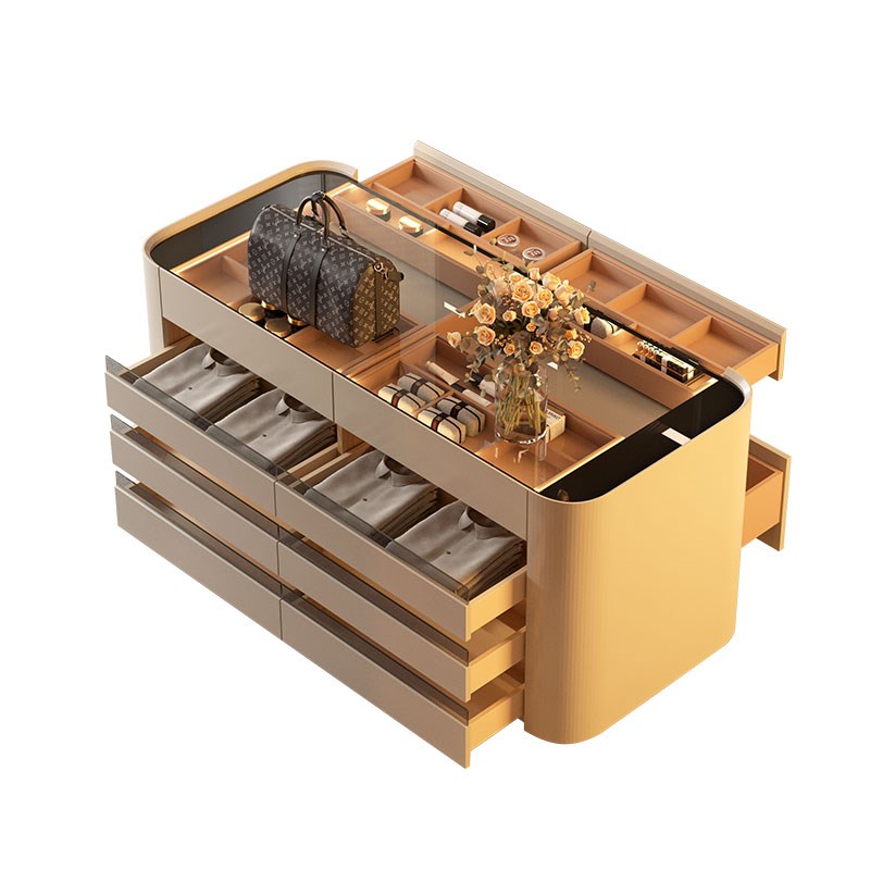 意式简约衣帽间中岛柜台首饰展示柜家用双面包包收纳柜落地柜斗柜