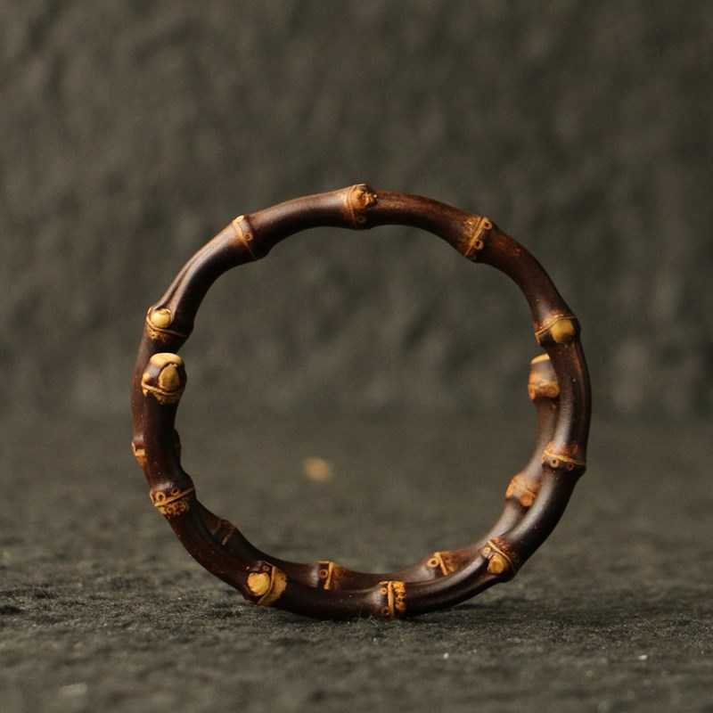 精品纯手工制作天然老紫竹鞭手镯竹枝绕枝手环手串竹手链文玩竹雕