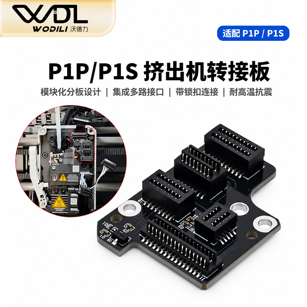 适配拓竹P1P/P1S挤出机接口转接板TH板模块化带锁扣3D打印机配件