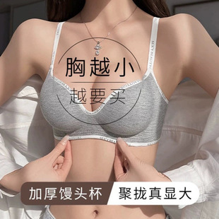 内衣女小胸聚拢加厚显胸大无钢圈收副乳防下垂运动风无痕文胸罩