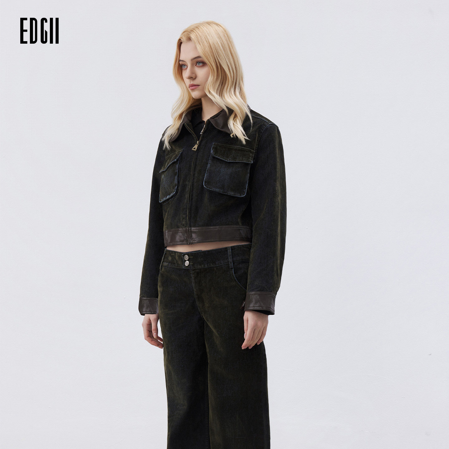 EDGII 2026SS新品时尚牛仔外套女宽松显瘦百搭牛仔半裙牛仔裤套装