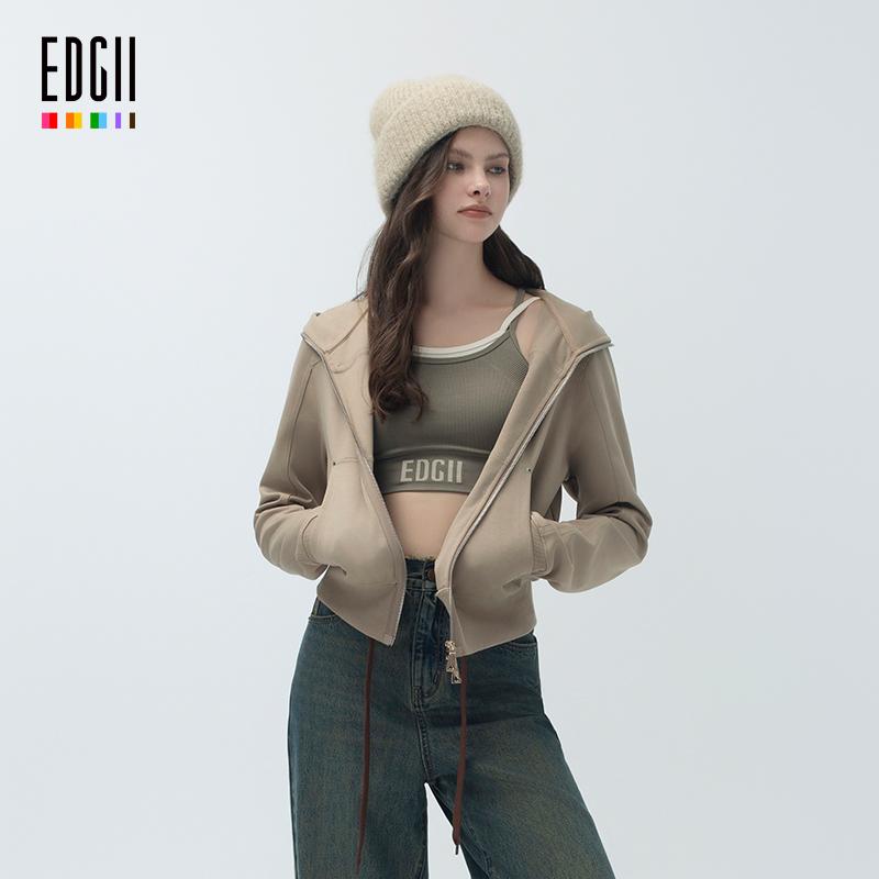 EDGII2025连帽长袖拉链短款外套