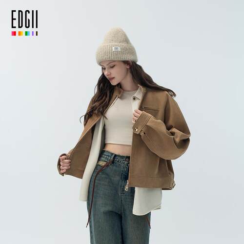 EDGII巴恩风真皮短款复古外套