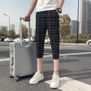 薄款 潮流修身 小脚裤 男士 男潮牌八分马裤 男夏季 外穿休闲短裤 七分裤