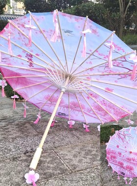 汉服古装伞汉服伞仙气儿童户外紫色老式油纸伞古风绸布伞古典伞女