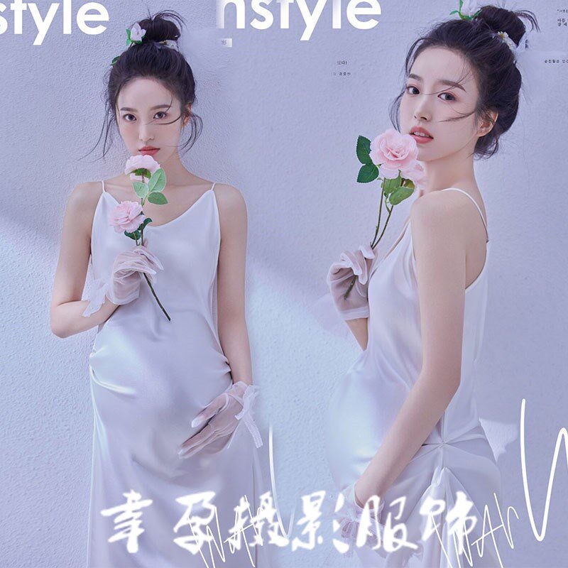 影楼新款孕妇照服装小清新吊带裙少女感大肚孕妈拍照写真摄影服饰