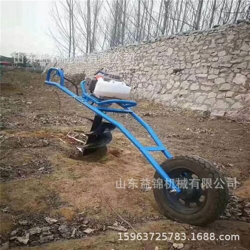 农用打洞机 小型便捷式螺旋挖坑机 轻便手扶独轮打坑植树机
