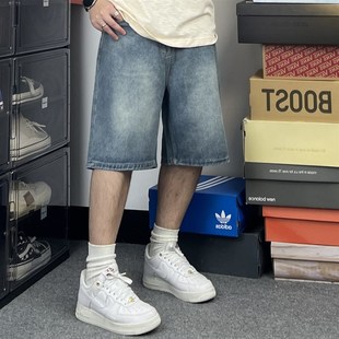 水洗直筒牛仔五分裤 斌斌梨美式 新款 百搭宽松休闲夏季 街头潮牌短裤