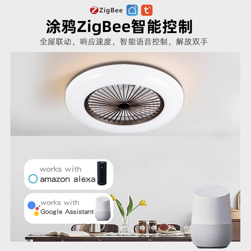 新款L大风力吸顶风扇灯家用智能变频客厅风扇吊灯卧室风扇灯