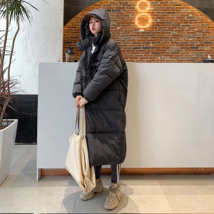 反季特卖羽绒棉服女2023新款长版过膝棉衣韩版宽松面包服棉袄冬装