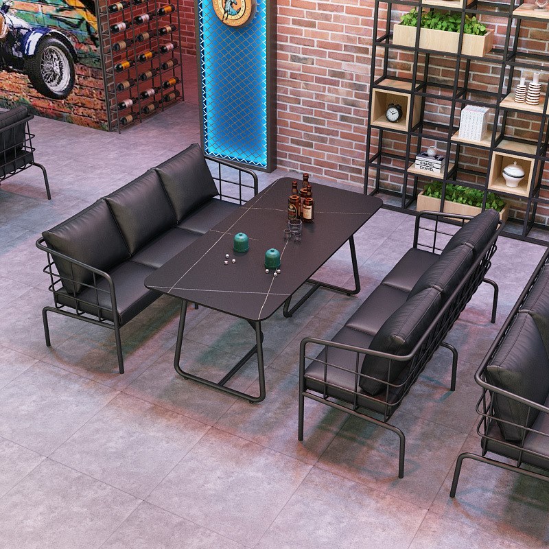 工业风咖啡厅西餐厅奶茶铁艺沙发音乐餐吧酒吧清吧卡座餐桌椅组合