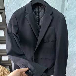 西服上衣D45 便服春秋款 格子纹多口袋高级感休闲单西装 男商务修身