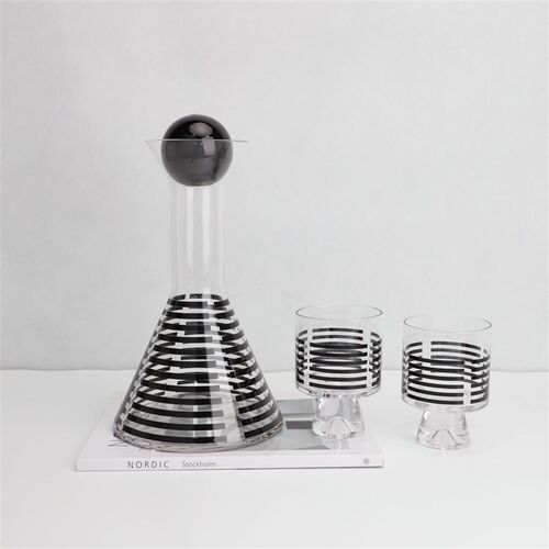 简约现代条纹玻璃酒具工艺品轻奢创意家居餐桌洒柜软装饰品摆件