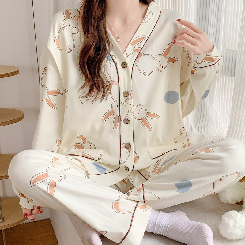 月子服春夏季薄款产后孕妇哺乳睡衣女7月份8纯棉产妇家居服两件套