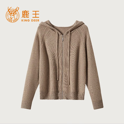 King Deer/鹿王纯羊绒开衫女春秋2025新款宽松设计针织外套