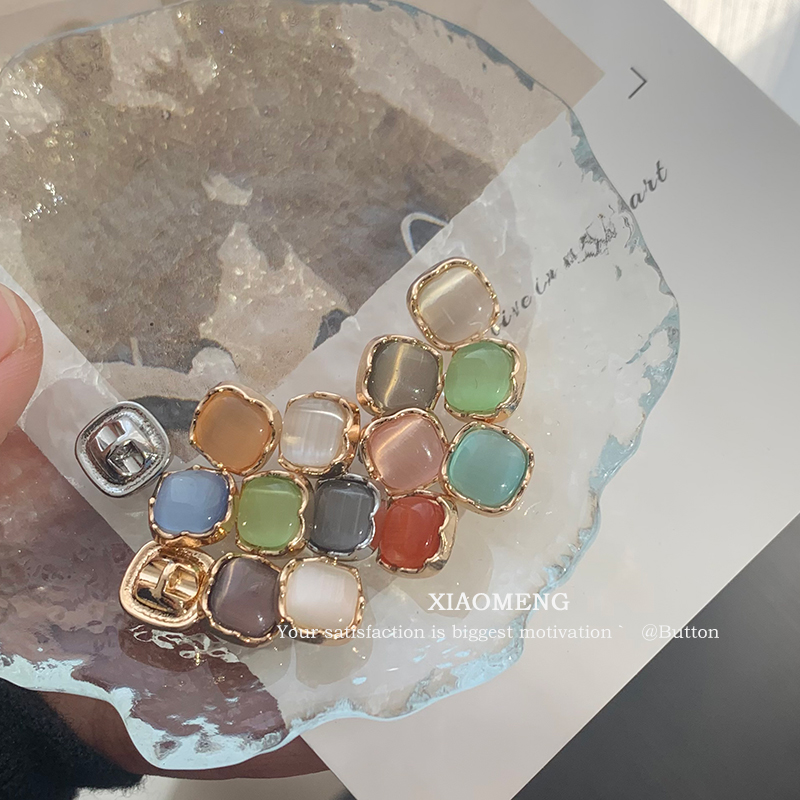 晓梦方形猫眼石纽扣针织s开衫毛衣扣金属衬衫衣领连衣裙钮扣子金