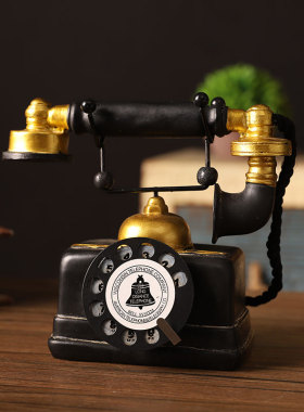 复古创意美式电话模型摆件t客厅酒柜装饰品家里怀旧留声机老式摆