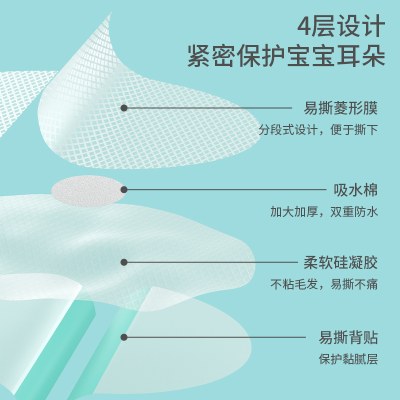 婴儿防水耳贴洗澡护耳神器洗头洗澡C游泳耳朵防进水新生宝宝幼儿