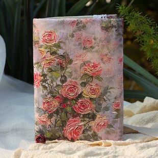 墨下【玫瑰庄园】手工书衣手帐本女孩笔记本子方格手账本日记本