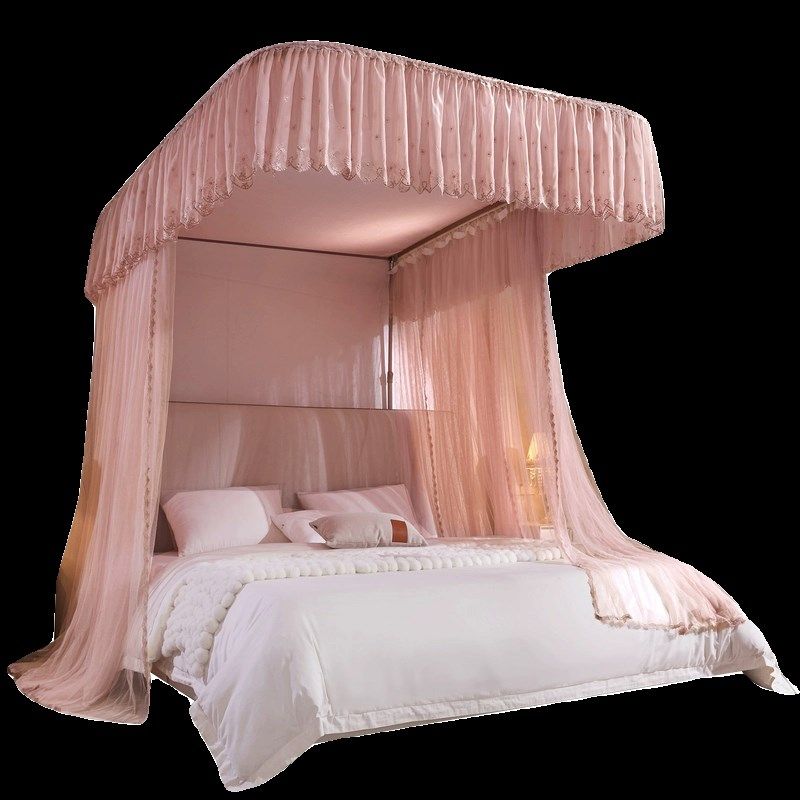 防尘遮光雪纺u型导轨蚊帐家用三开门落地支架杆加粗加厚可升降轨,床上用品,蚊帐,淘宝优惠券,粉丝福利购,淘宝优惠卷