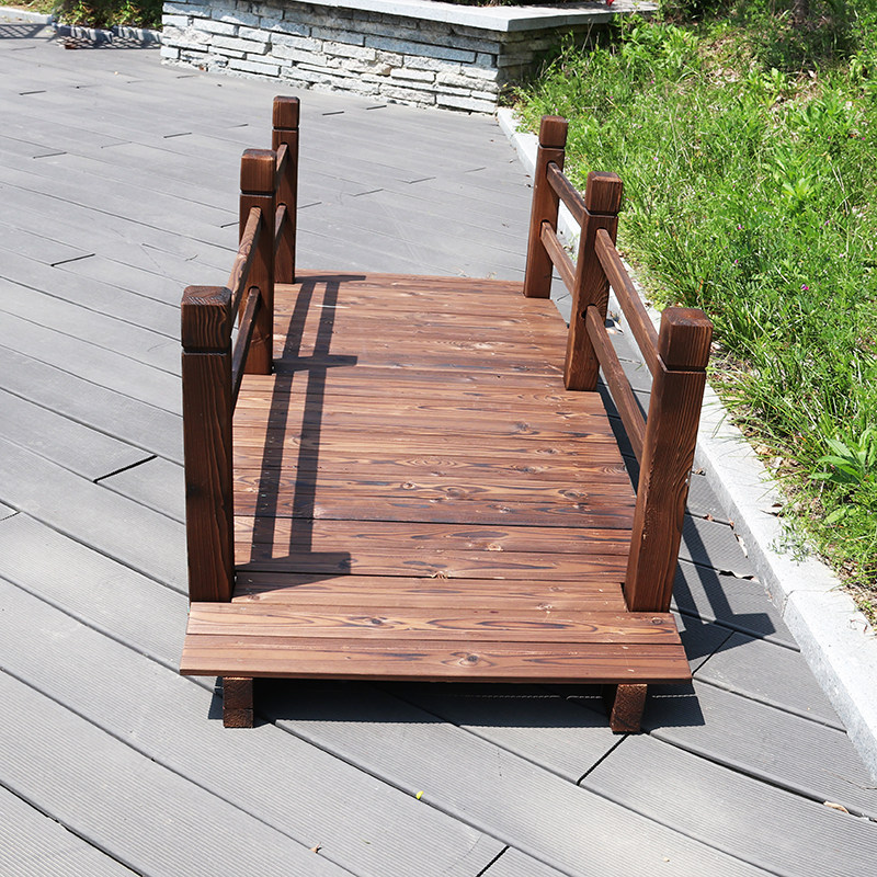 户外园艺实木水池碳化木桥庭院装饰古风木桥公园防腐景观花园拱桥