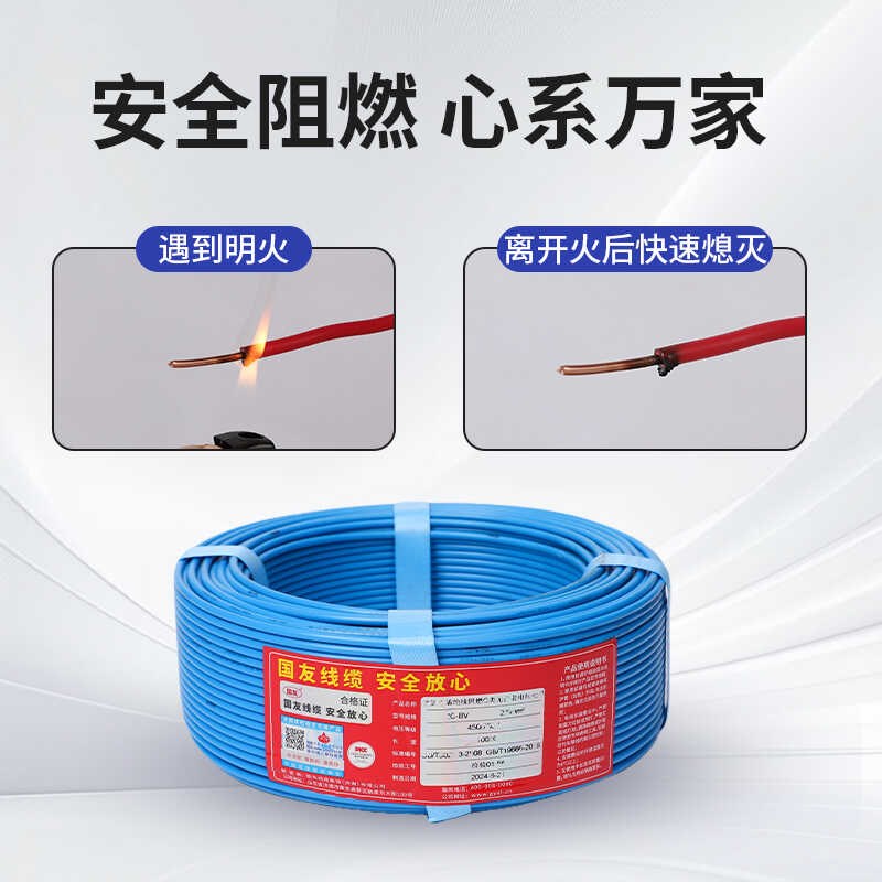 电线2.5国标纯铜6平方家用铜线bv1.5 4 10 16 35平方单股铜芯电缆