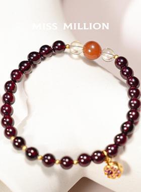 MM · 康宁 · 石榴石&黄水晶&红兔毛 手串 · 6-8mm（多样性）