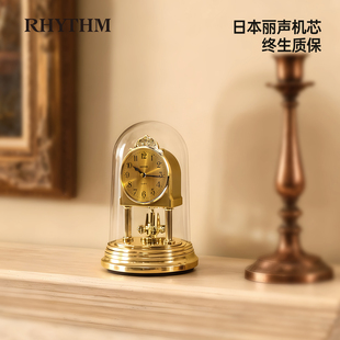 RHYTHM日本丽声座钟客厅欧式台钟静音艺术桌面时钟家用摆放式钟表