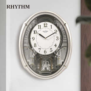 RHYTHM日本丽声钟表客厅挂钟2025新款 静音石英钟豪华挂表 创意欧式