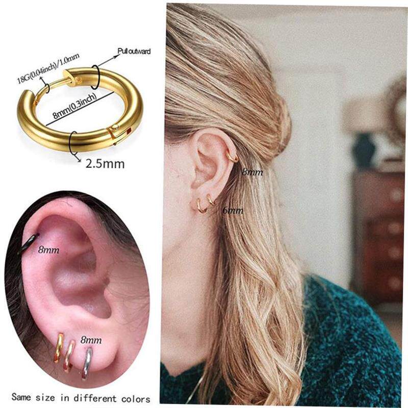 Small Stainless Steel Hoop Earrings Surgical Steel - Taobao product photo 3