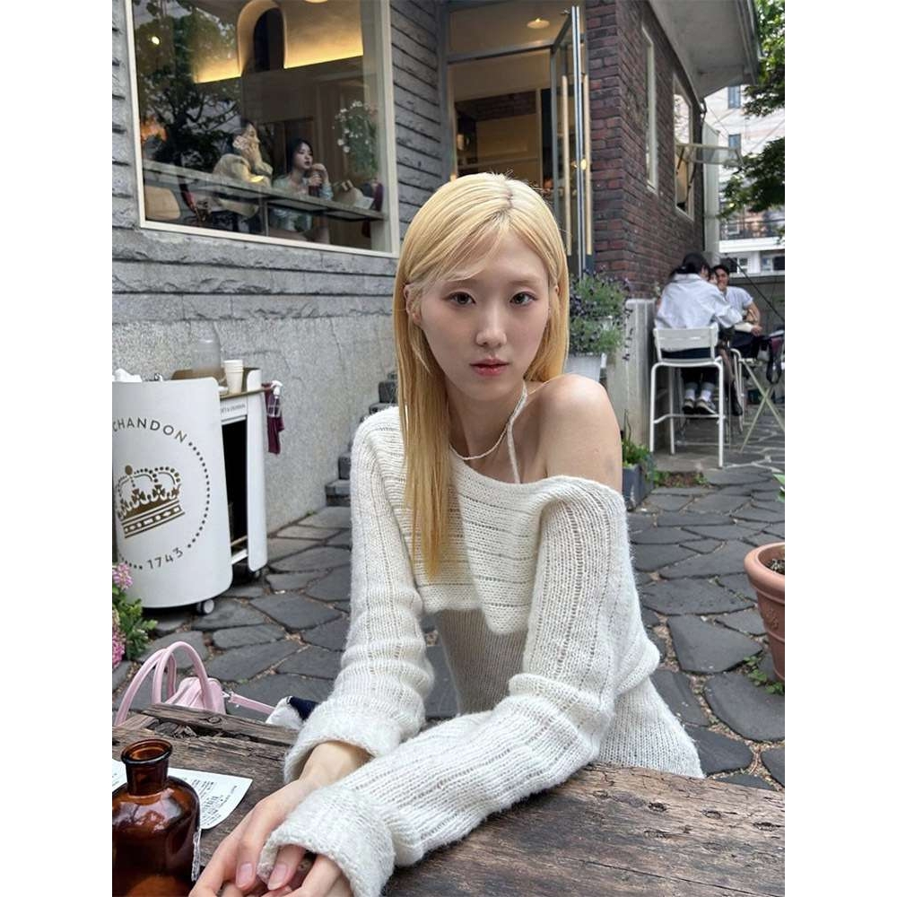 纯色针织衫女早春高级感上衣2025新款秋外套设计感镂空罩衫