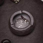 饰器皿日式 记今朝 茶桌办公室家用装 防风陶瓷 复古粗陶烟灰缸