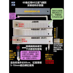 60鱼缸上滤滴流盒上过滤周转箱中小型鱼缸静音过滤器 防跳缸盖子
