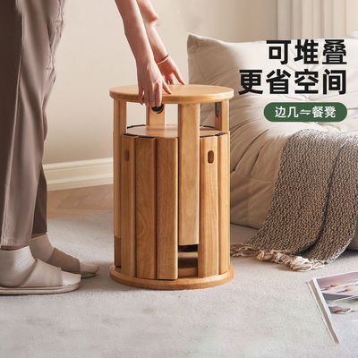圆凳转印工艺仿实木可叠放家用餐桌凳吃饭凳子多功能叠叠乐组合凳